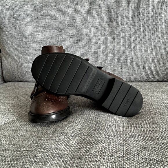 EUC Fratelli Rossetti Brown Leather Wingtip Double Monk Ankle Boots Size 36.5‎ - Picture 2 of 12